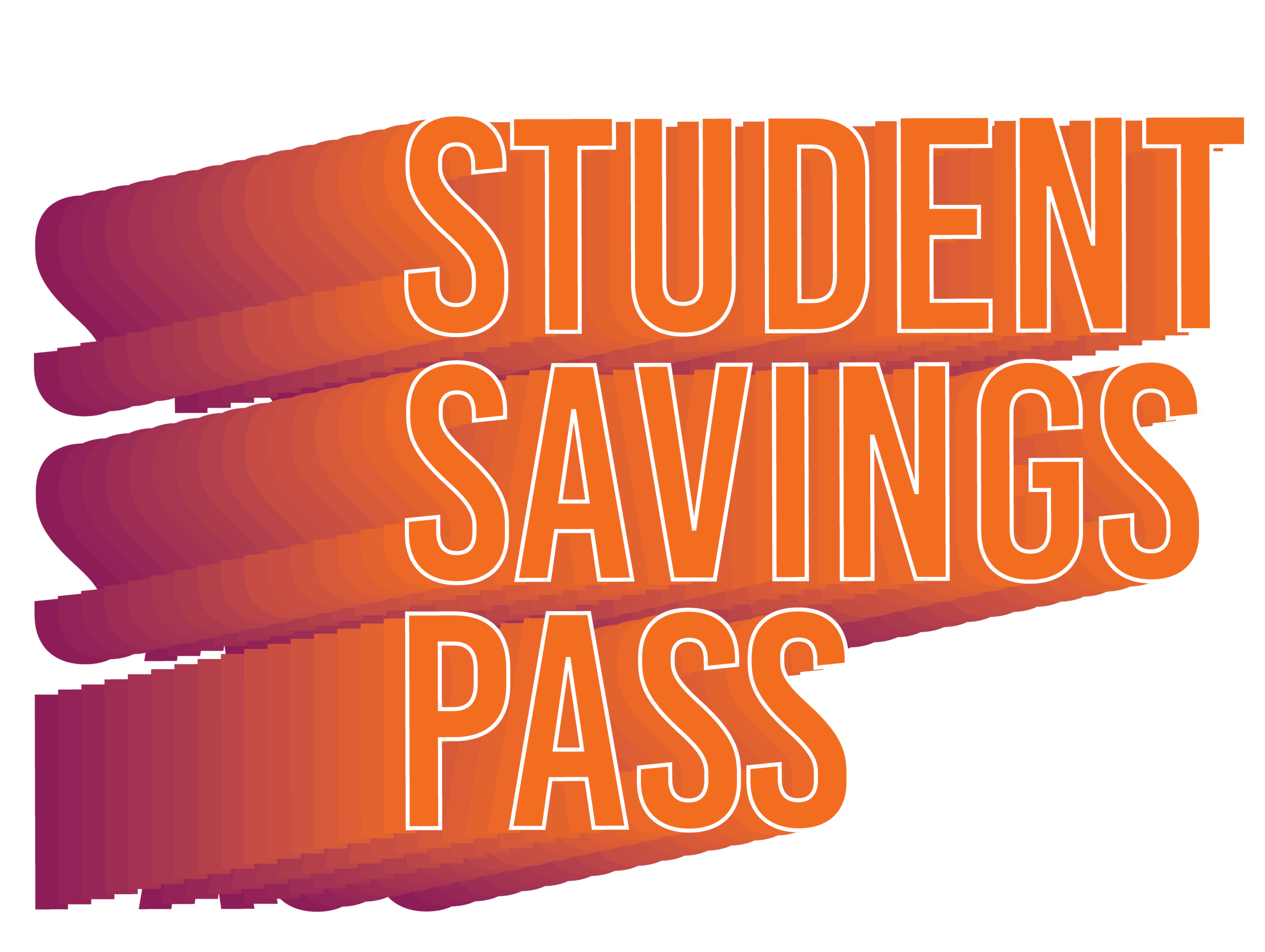 Student Savings Pass logo that is a purple to orange gradient.