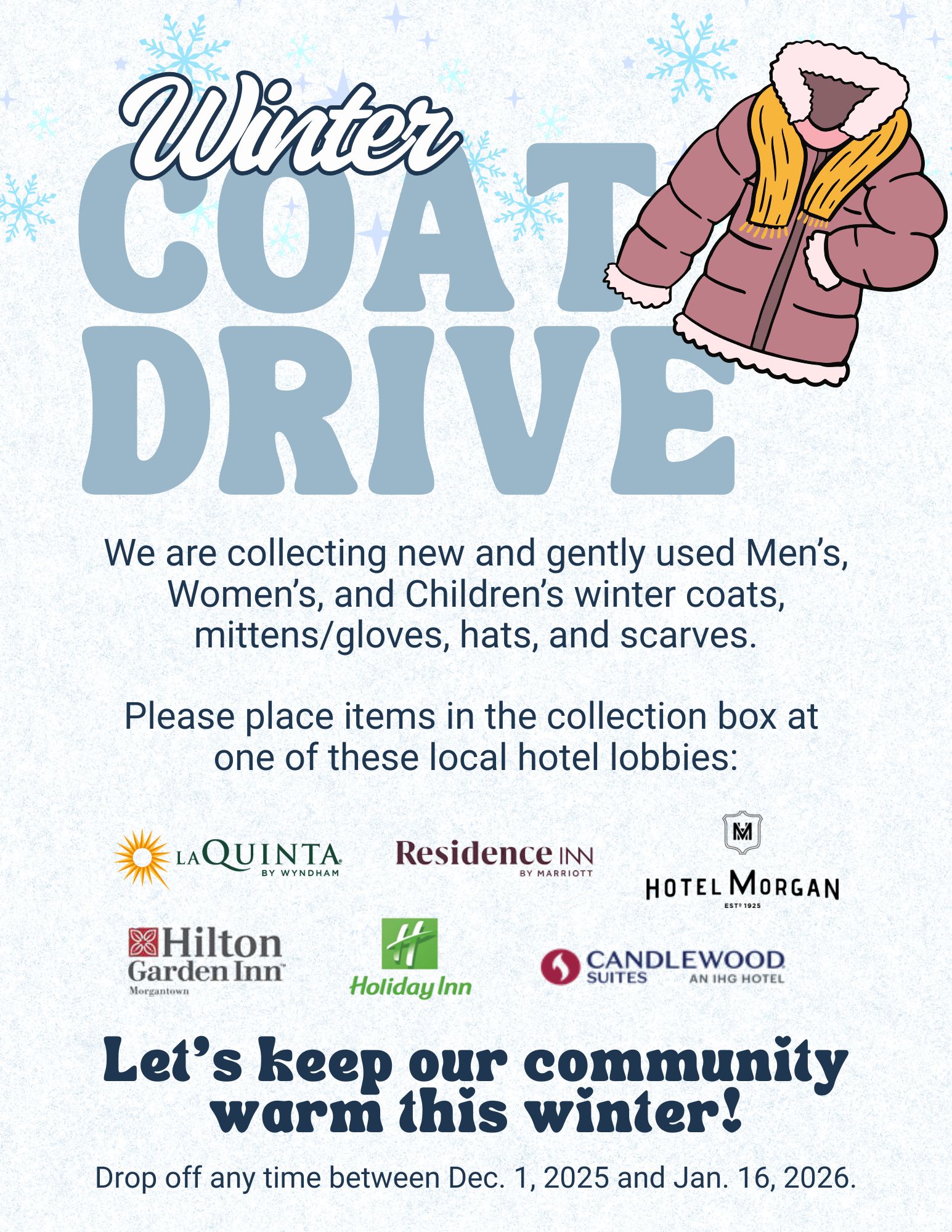 winter coat drive morgantown wv