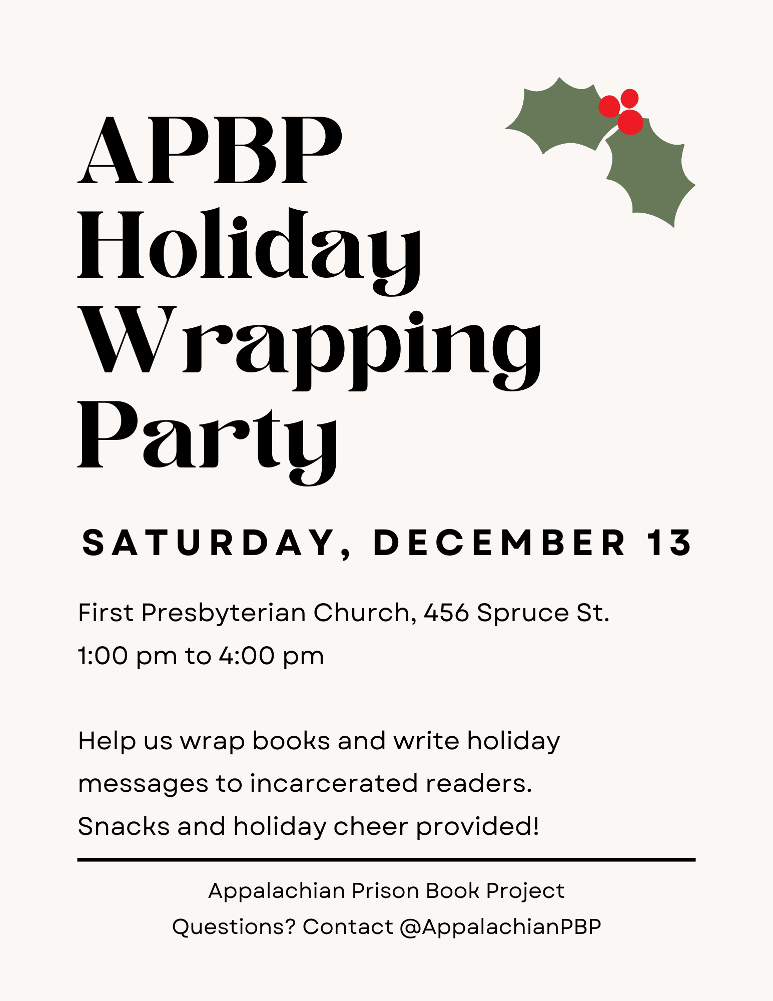 Appalachian Prison Book Project Holiday Wrapping Party