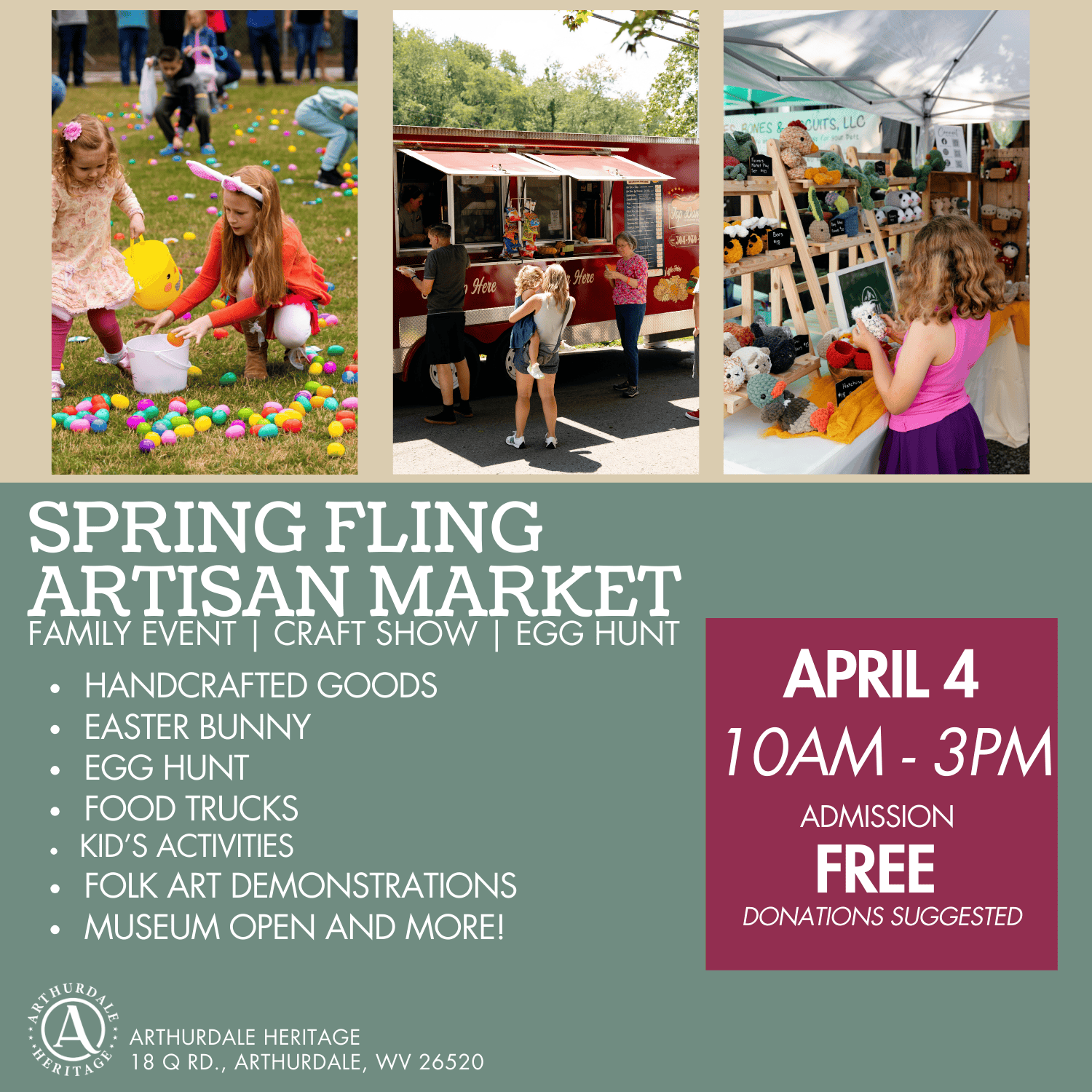 Spring-Fling-2026-Square Arthurdale Heritage Artisan Market and Egg Hunt