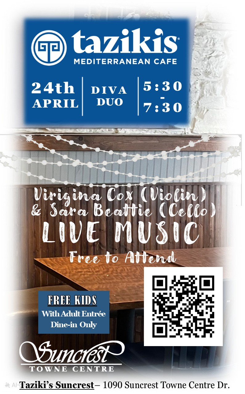 Diva-Duo-Violin-and-Cello-WITH-Free-Kids-Meal Live Music at Tazikis