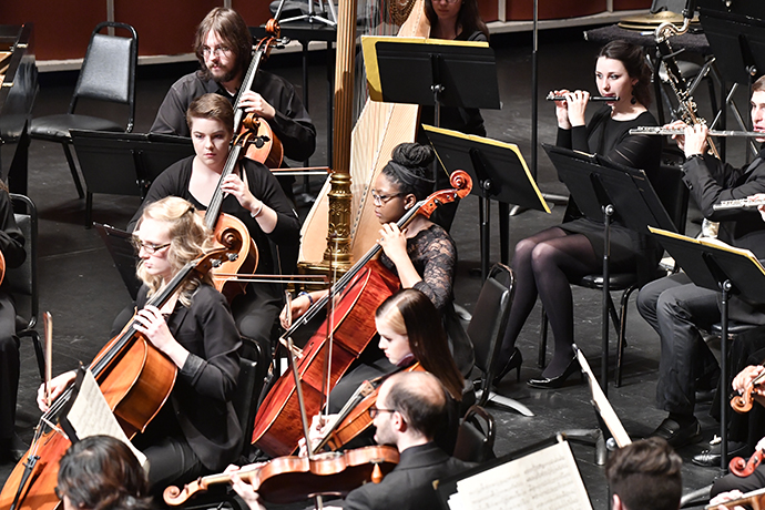 Students of the Orchestra perform under the direction of Mitch Arnold at the Clay Concert Theatre November 16th, 2017. Photo Brian Persinger